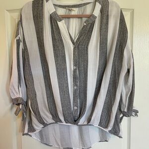 Cotton Bleu Striped Top